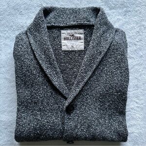 Classic Baggy Heather Gray Cotton Shawl Cardigan